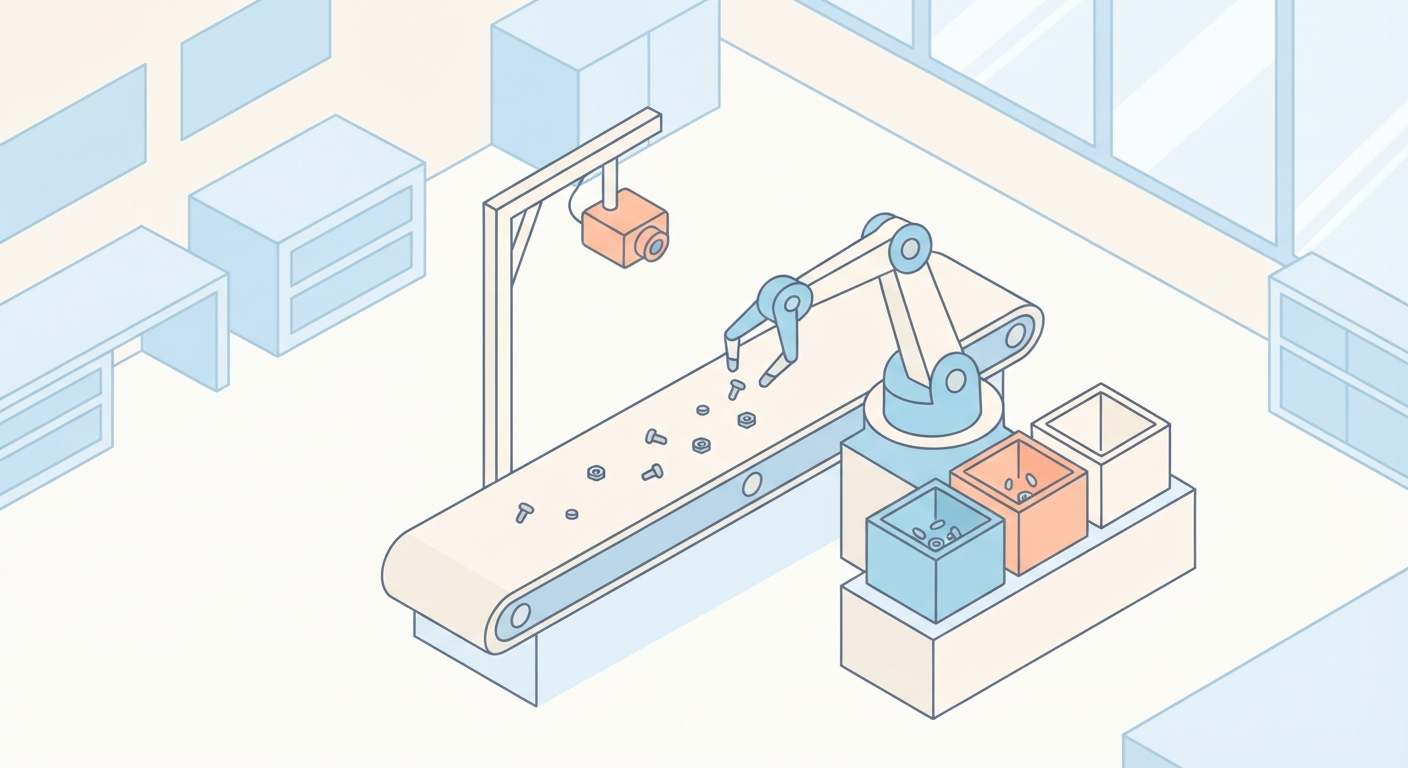 ロボットが部品を仕分けするイメージ